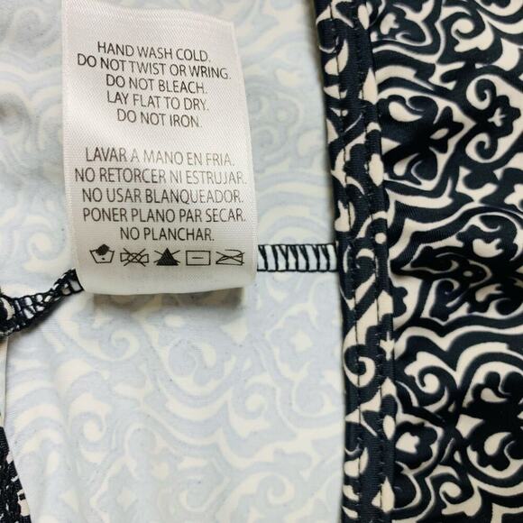 Cabana Life Black & Grey Damask 1 Piece Halter Swimsuit w Swim Skirt Size XL - Picture 7 of 8